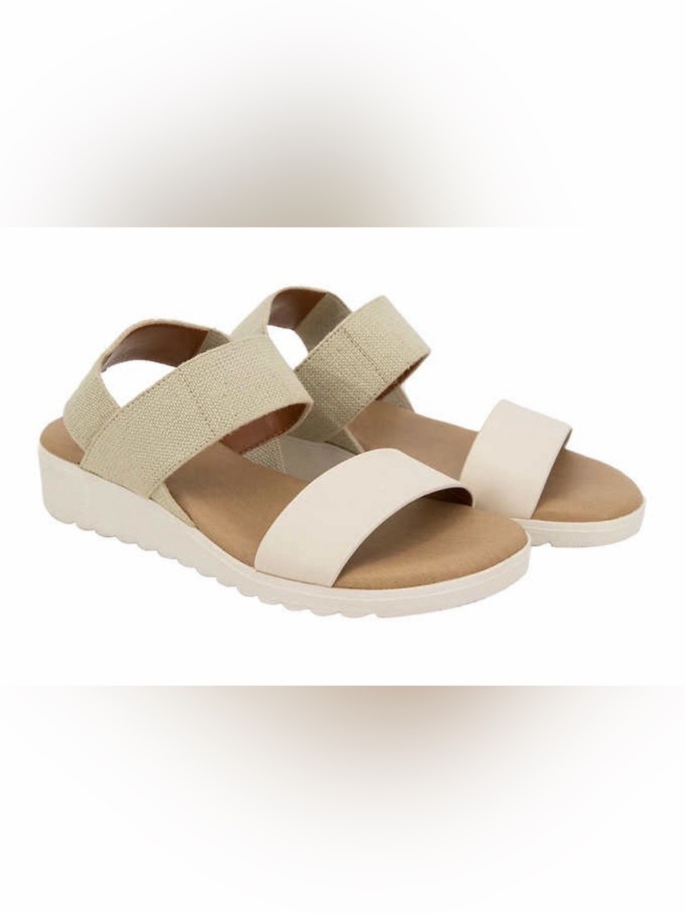 Kensie Beige and Cream Strappy Platform Sandals